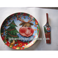 KC-02532celebration Weihnachten Hirsch Baum Pizza / Kuchen Platten mit Server